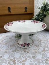 Compotier Ancien Faïence Saint-Amand - Décor Floral Rouge et Vert - Signé S.T.