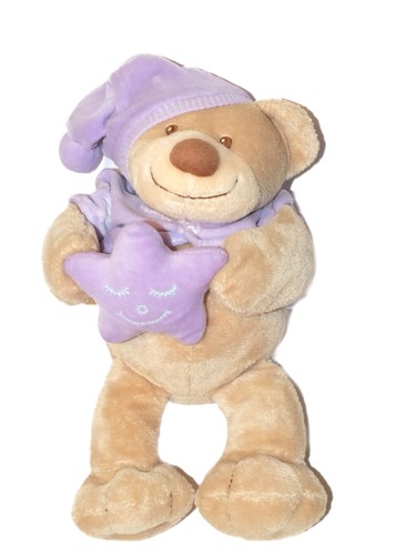 Doudou ours beige - , mauve