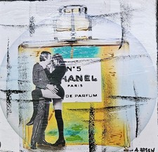 Tableau Pop Art Street art Chanel N°5 /Birkin/Gainsbourg 20x20cm Signé A ROSEN 