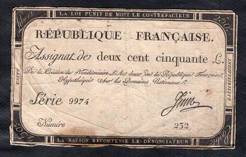 Assignat 250 livres - 250, 1793