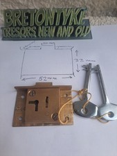 Vintage Serrure à encastrer pour Meuble Armoire Tiroir Laiton Livrée avec 2 Clés