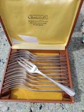 Christofle 12 Fourchettes À Dessert Boréal Christofle Métal Argenté Menagere 