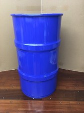 Baril métal 60 Litres BLEU BRIL décoration bidon tonneau custom personnalisable