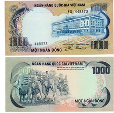 VIETNAM SUD SOUTH VIET NAM Billet 1000 DONG 1972 P34 ELEPHANT  NEUF UNC