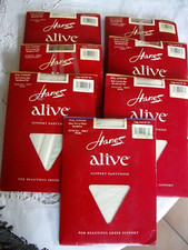 LOT DE 6 PAIRES BAS D'ANCIENS BAS HANES ALIVE SUPPORT PANTYHOSE STYLE 810 SIZE F
