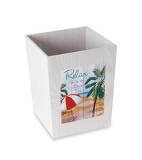 Beach Time Wood Wastebasket