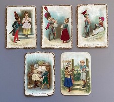 LOT DE 5 CHROMOS SATIN GAUFRÉ