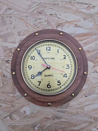 Horloge marine bois laiton - horloge,