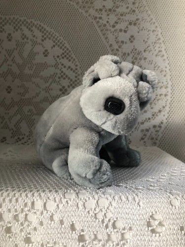 Peluche chien shar pei gris - chien,