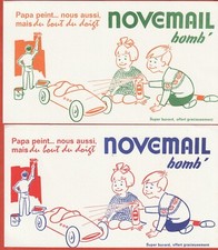 2 BUVARDS - NOVEMAIL - PEINTURE - ENFANTS ET MINI-VOITURE