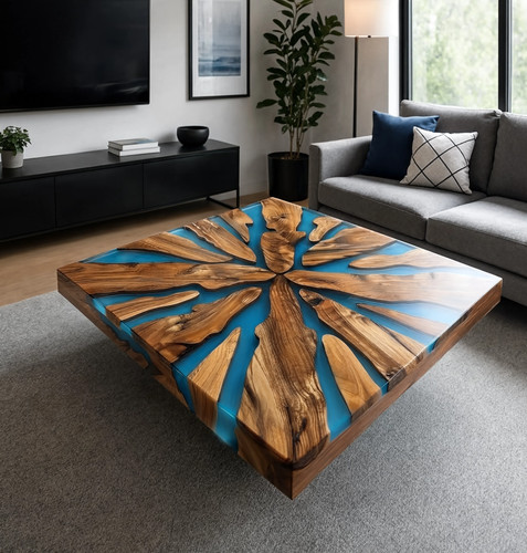 Handmade blue epoxy - handmade, river
