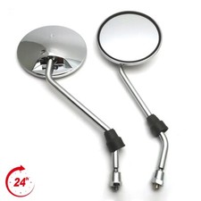 Paire de Rétroviseurs Universels Moto Scooter Chromés en Rond Filetage 8mm NEUF