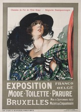 AFFICHE ANCIENNE TOUSSAINT EXPOSITION FRANCO BELGE BRUXELLES 1922