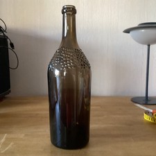 Bouteille Vase en verre brun très lourde 1,6 Kgs Décors Grains En Reliefs 