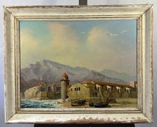 Huile sur toile signée : vue de Collioure Pyrénées Orientales Côte Vermeille