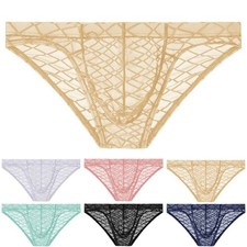 Sous vêtement bikini slip nylon transparent taille basse homme mode taille M 3X