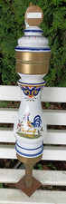 Pompe à bière - Eau Tireuse de bar - porcelaine cuivre vieux rouen decor au coq
