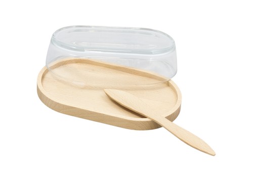 Beurrier bois verre - beurrier,
