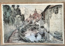 Eugène CHIFFLOT Aquarelle Ancienne Vue De Salins 1921 Grand Prix De Rome 