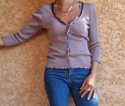 Top lilas avec col entouré - lilas,