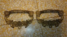 1 PAIRE DE POIGNÉES DE PIANO DE MEUBLE, MALLE EN BRONZE OU LAITON  14,3 cm