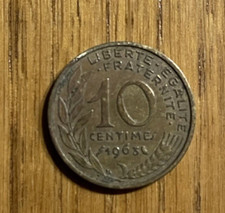 pièce monnaie française - 10 centimes de franc 1963. Très bon état.