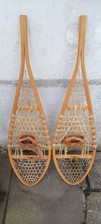 Ancienne paire raquette neige Canada Snow Bird 12x42 bois 107 Cm