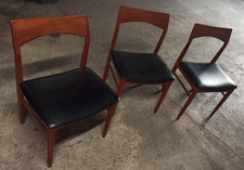 3 chaises scandinave danoise Cuir/teck Henning Kjaernulf 60's Vejle Mobelfabrik