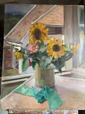 tableau tournesol par Yvonne BLANCHON huile sur panneau signée circa 1920 1940