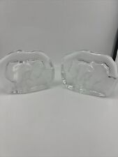 Magnifiques presse papier en cristal d'arques "éléphant"x 2