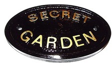 Secret Jardin Clôture / Mural Ou Plaque Panneau En Noir et Or - Neuf