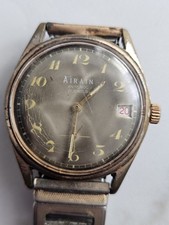 Montre Mecanique Airain  Military WW2 Rare A Réviser Cadran Vert Militaire 