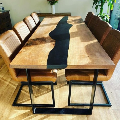 Dessus table époxy noir - dessus, de