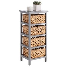 Chiffonnier commode 4 paniers en bois de paulownia gris style campagne
