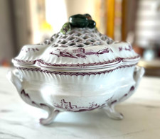French Soup Tureen Traditional Hand Painted Decoration Maker 'Veuve Perrin"