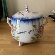 Pot À Tabac Ou Sucrier Faïence Charolles Marque Auvergne Vintage Rare Vintage