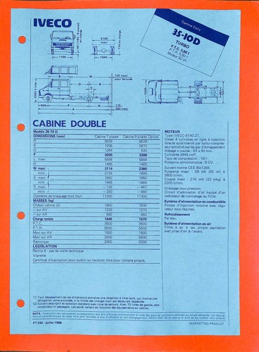 Iveco fiche technique - iveco,