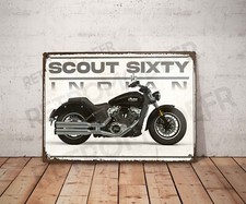 Plaque métal vintage Indian Scout Sixty Enseigne Garage Décoration moto Déco