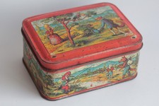 Boîte tôle lithographiée Biscuits Damoiseau Fable de la Fontaine (64549)