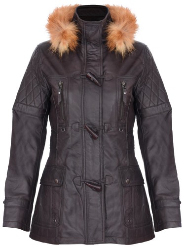 Veste parka cuir marron - parka, en