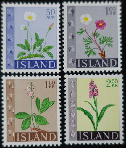 Timbres islande fleurs - -,
