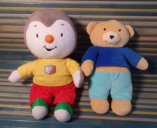 S19 / peluche TCHOUPI pull jaune cube et son ours doudou JEMINI