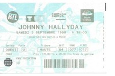 RARE/ TICKET BILLET CONCERT - JOHNNY HALLYDAY : STADE DE FRANCE PARIS 1998 PLACE