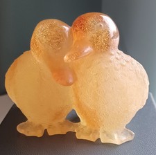 pate de verre DAUM couple de CANARDS en coffret