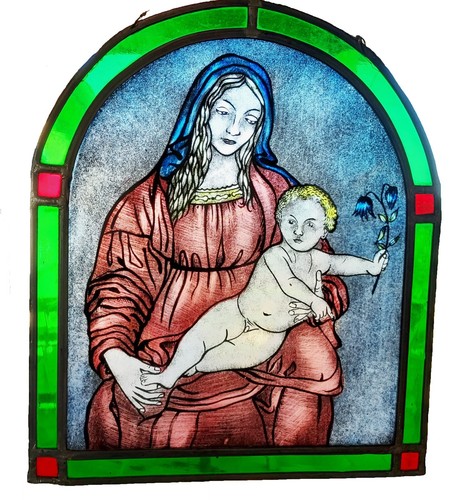 Vitrail moderne vierge marie - vierge,