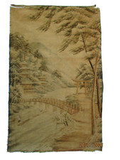 Broderie chinoise paysage village personnages brocart kosseu chinese antique