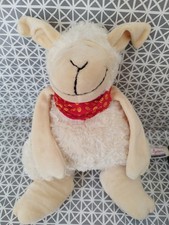Doudou peluche mouton blanc beige bandana rouge Sigikid