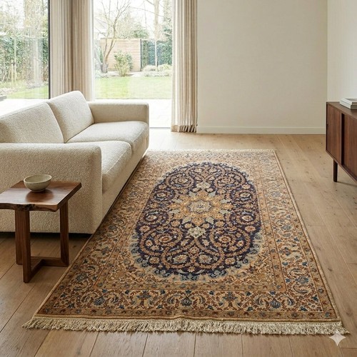 Tapis ancien asiatique coton - tapis,