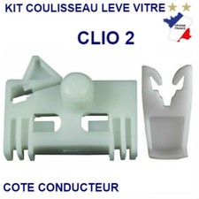 KIT REPARATION CLIPS COULISSE LEVE VITRE POUR RENAULT CLIO 2, AVANT GAUCHE