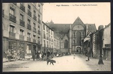 CPA Rennes, La Place et l´Eglise St-Germain 1914 